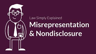 Misrepresentation and Nondisclosure  Contracts  Defenses amp Excuses [upl. by Roland171]