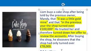 How to apply misrepresentation Liam cupcake scenario [upl. by Alodie]