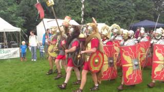 Roman Reenactment at the Amphitheatre in Caerleon Marching In [upl. by Arrekahs]