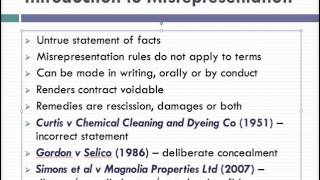 Misrepresentation Lecture 1 of 4 [upl. by Delp26]